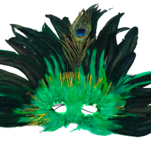 Green & Gold Feather Mask